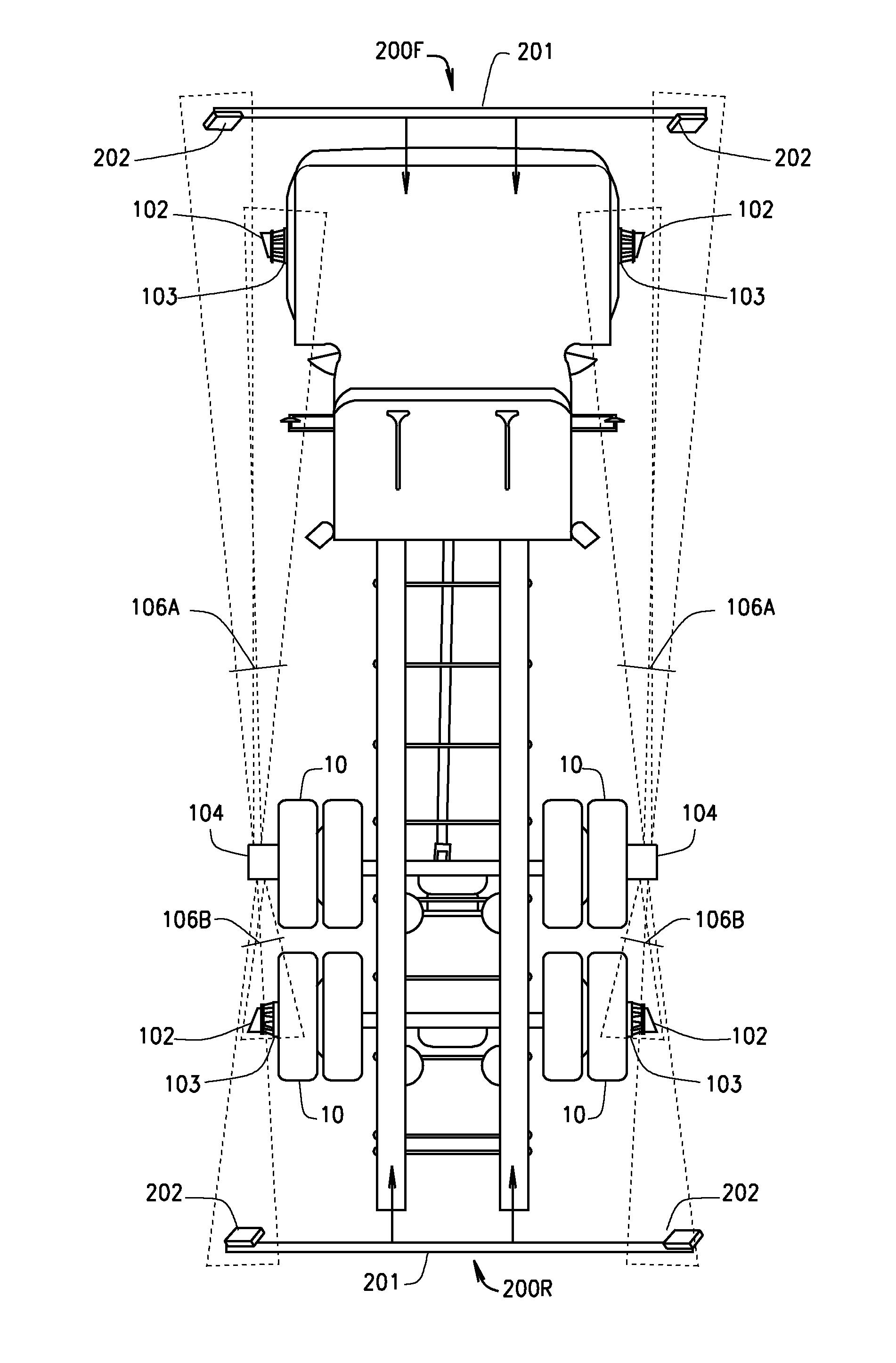 Method and Apparatus for Multi-Axle Vehicle Alignment with Vehicle Frame Reference