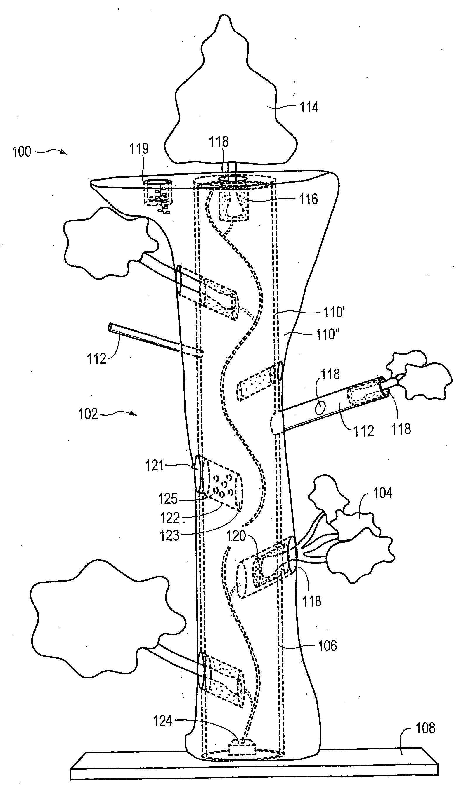 Water amusement system with trees