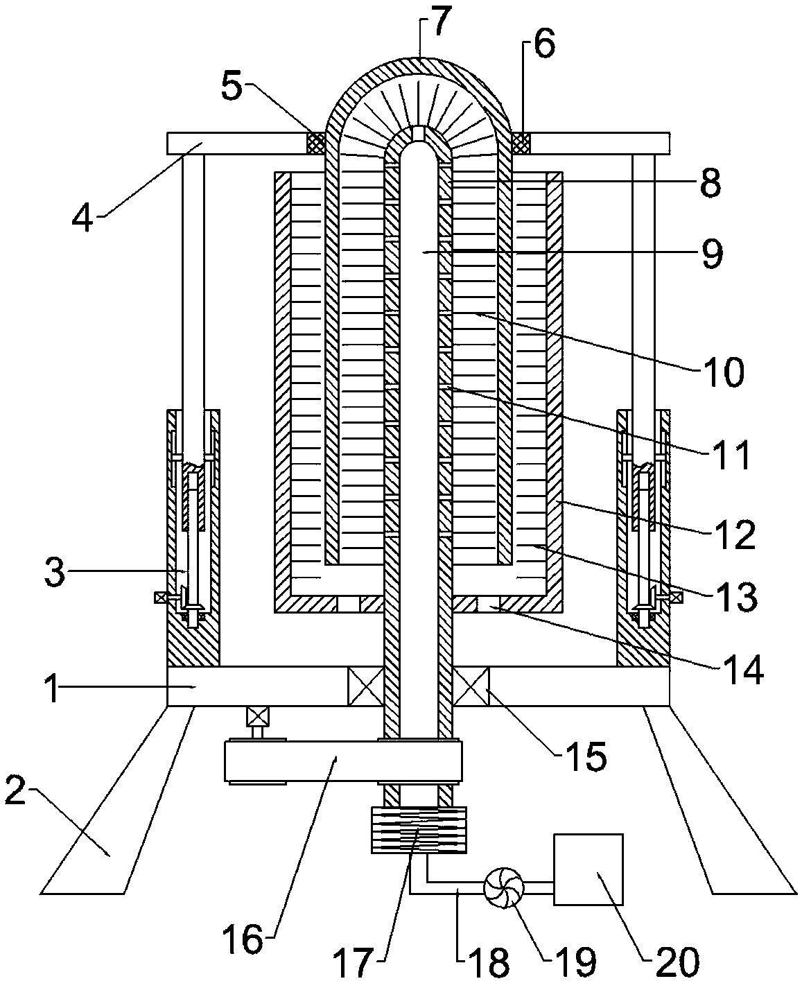 Test tube cleaning device with function on simultaneously cleaning inner side wall and outer side wall