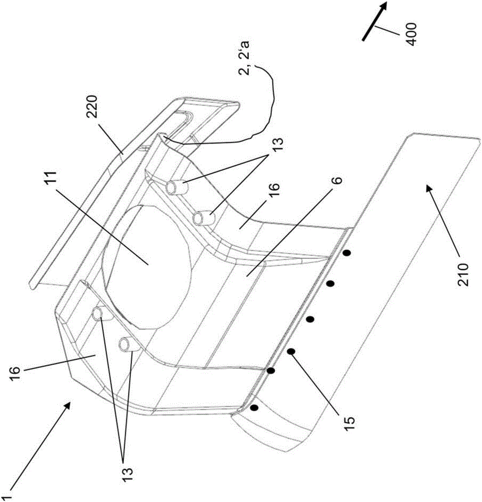 Support structure component for connecting a spring strut to a vehicle body, method for mounting a spring strut on a vehicle body and vehicle body