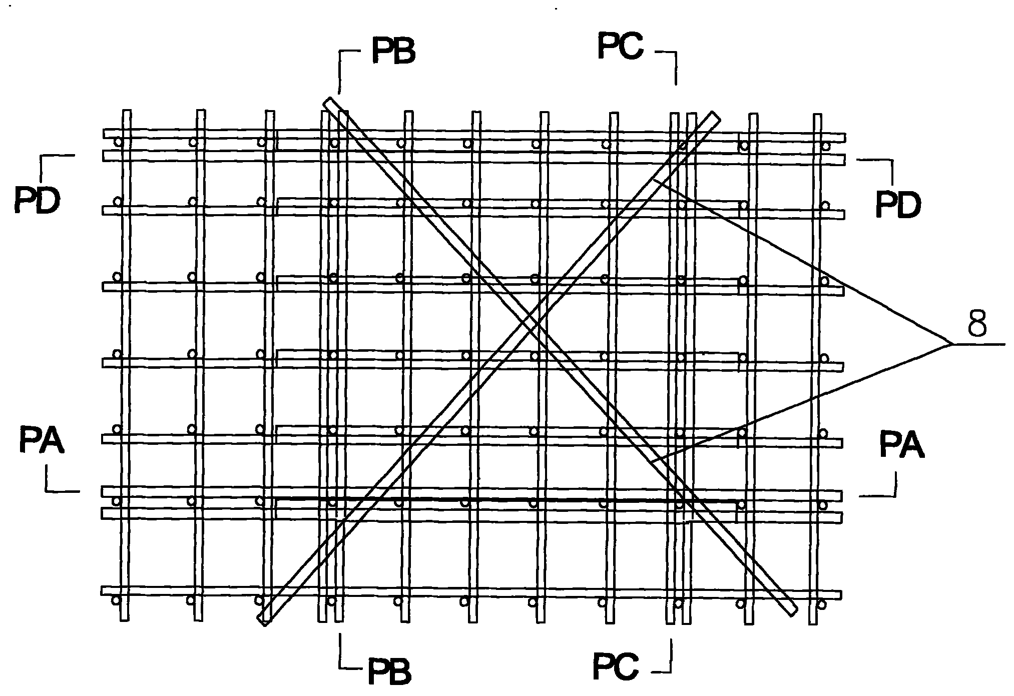 Method for increasing horizontal cross braces and improving and determining bearing capacity of support frame