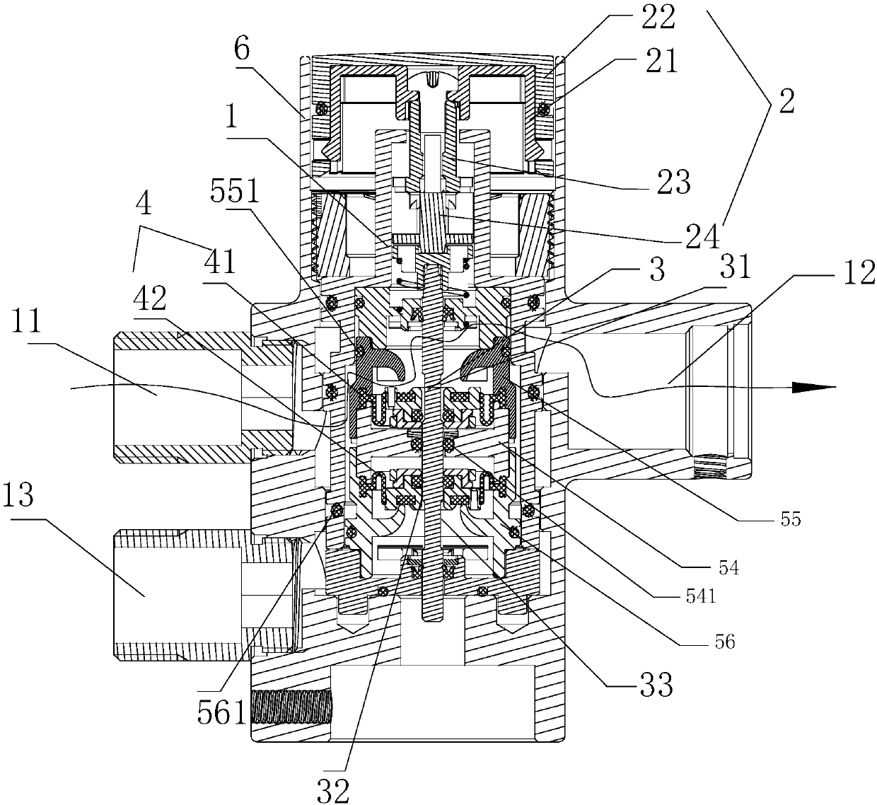 Waterway switching structure and water outlet switching device of combined shower