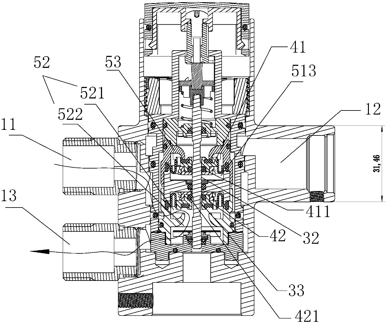 Waterway switching structure and water outlet switching device of combined shower