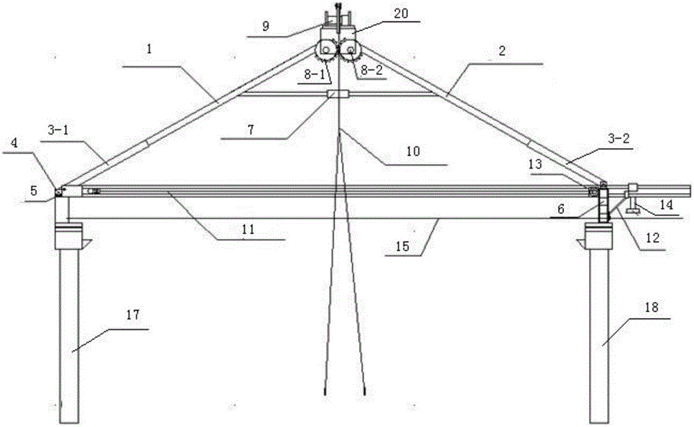 Herringbone pre-stressed concrete pre-tensioning-method bridge erecting machine and application method