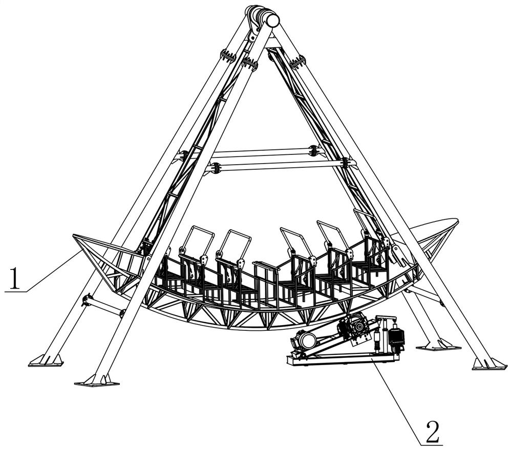 Driving, speed reducing and braking three-in-one device for pirate ship