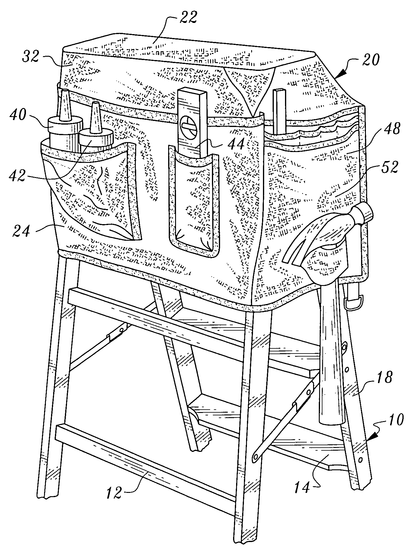 Holder for supporting tools and other objects from a ladder