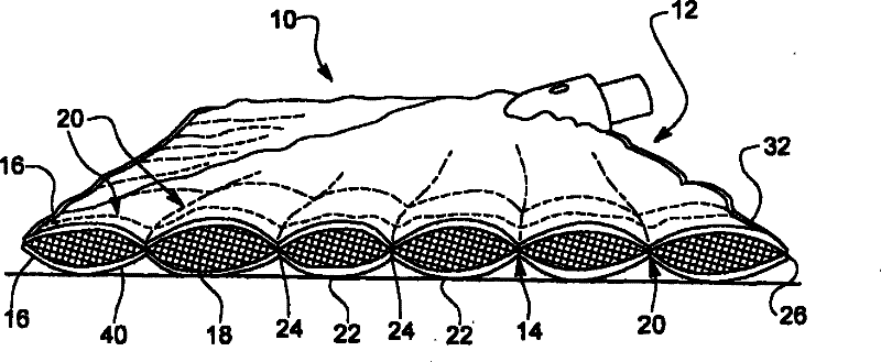 Mop head having a sheet of mop material forming a splayable skirt