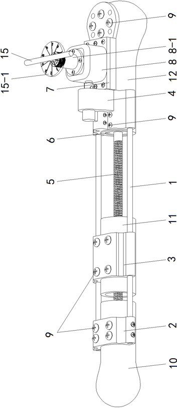 An extramedullary combined bevel gear bone extension device