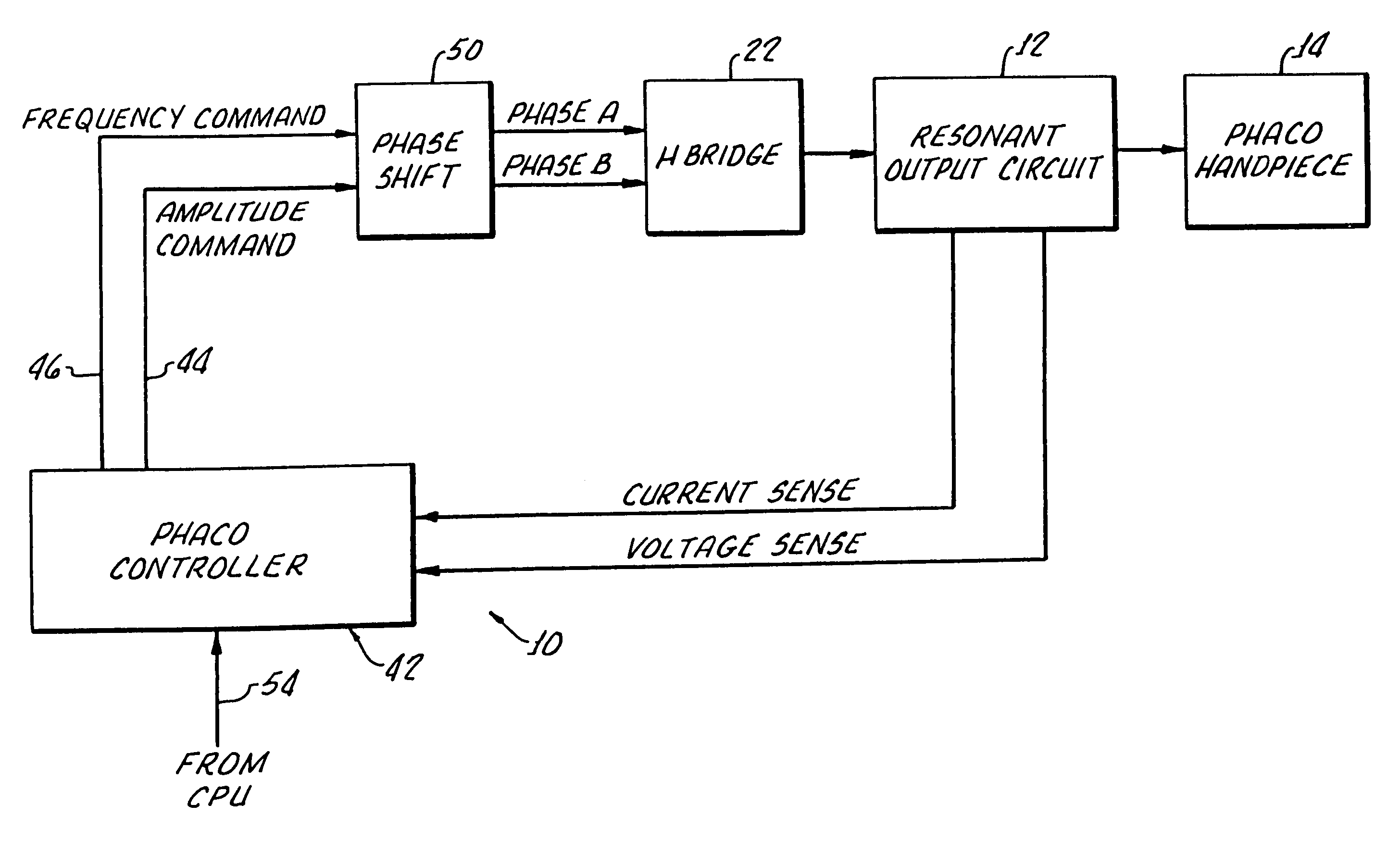 Resonant converter tuning for maintaining substantial constant phaco handpiece power under increased load