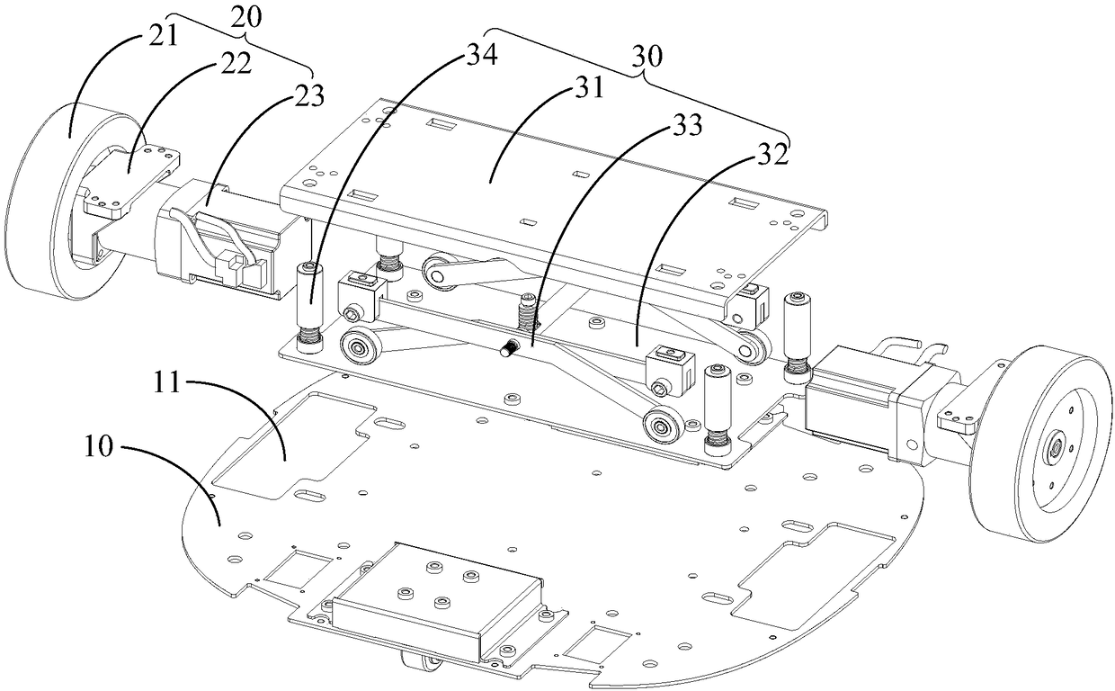 Robot chassis and automatic guided transport vehicle