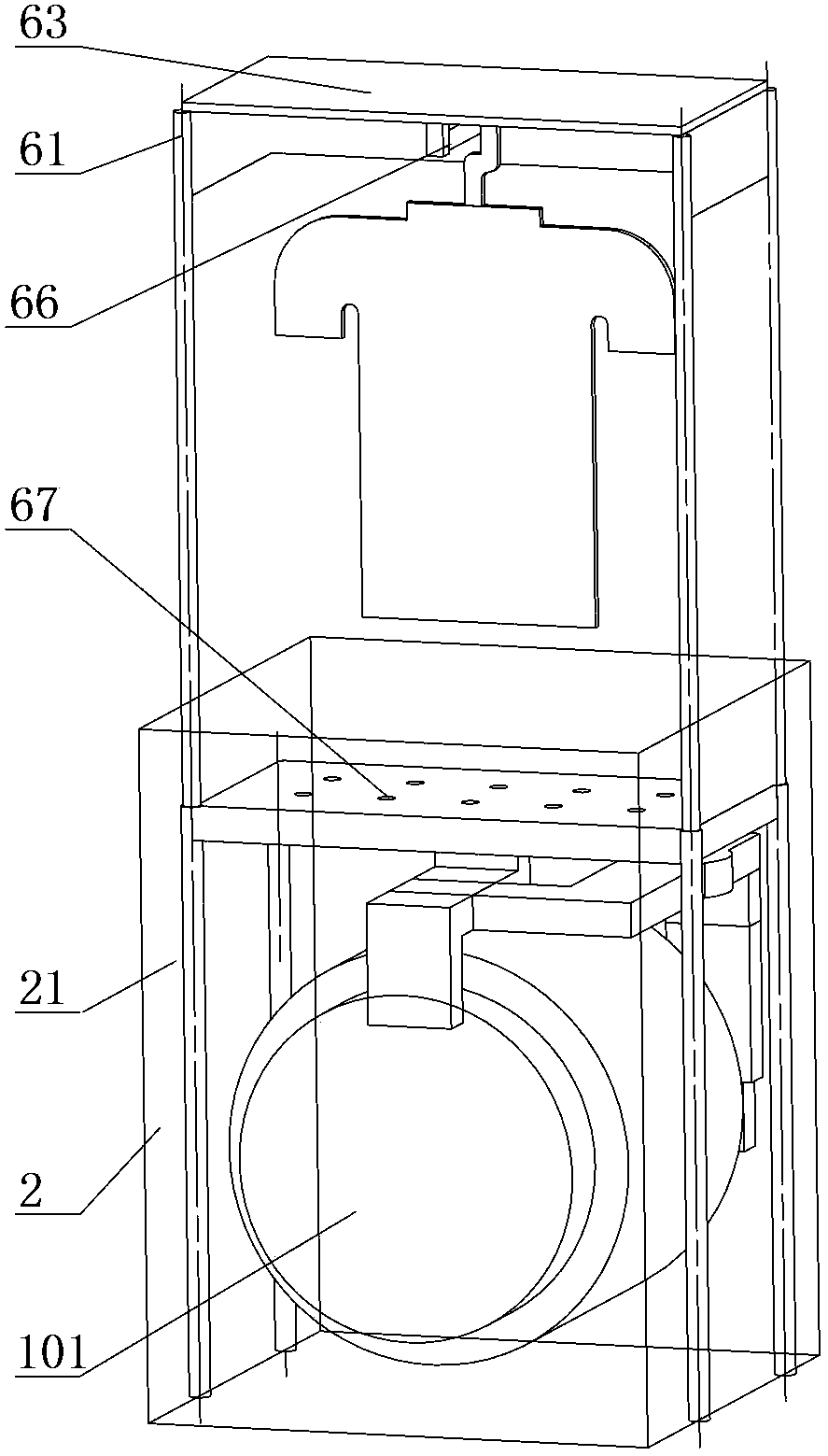 Washing and drying all-in-one machine with two drying cavities