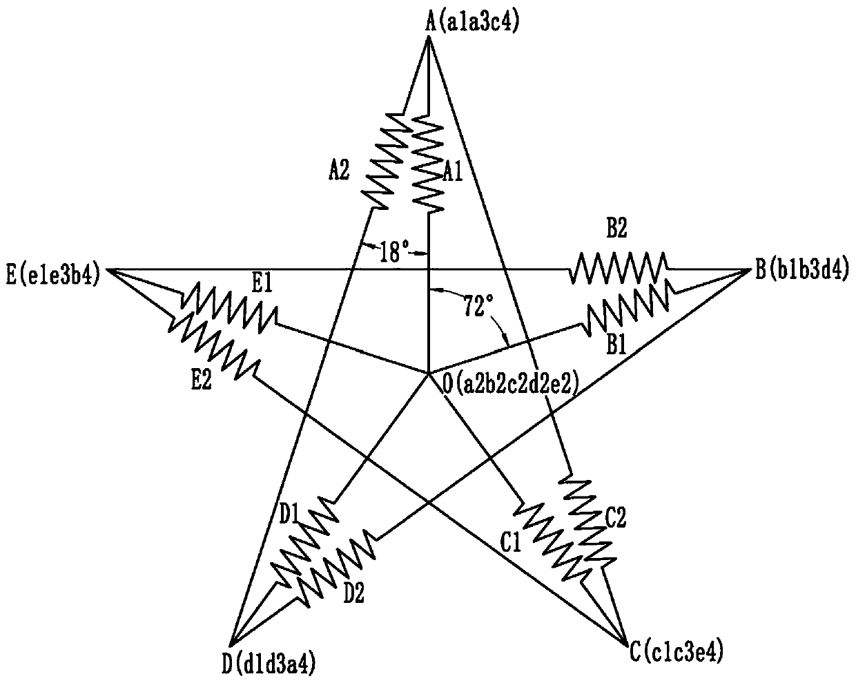 Winding of asynchronous motor with five-phase power supply