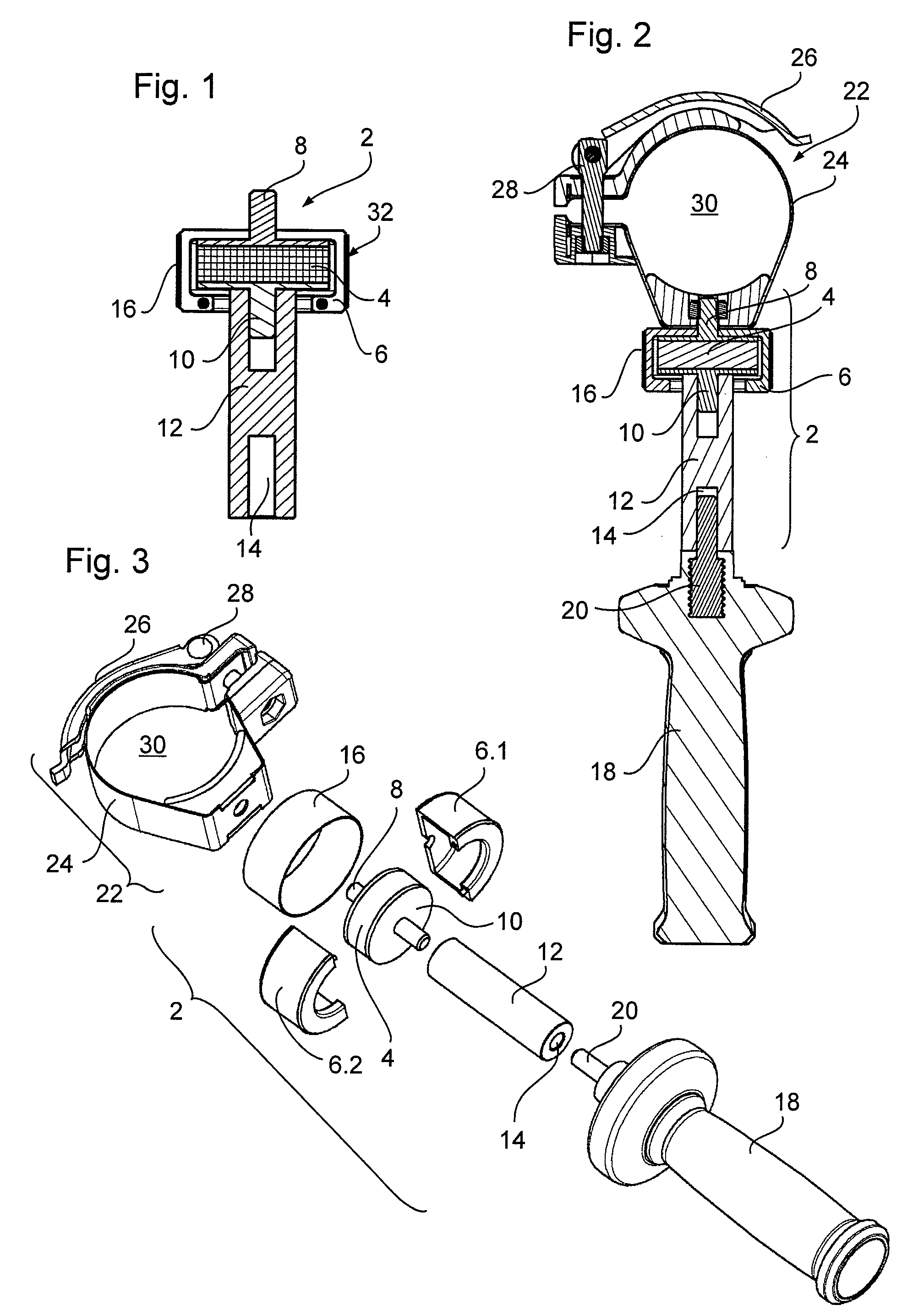 Vibration-damped holder for additional handle