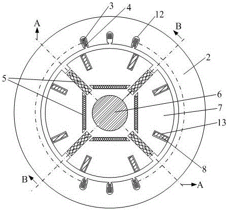 Hybrid excitation permanent magnet synchronous motor with third harmonic excitation