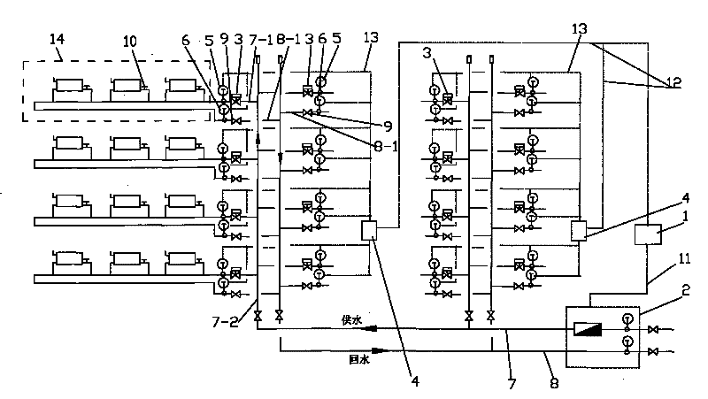 Flow temperature heat measuring method based on room temperature and flow temperature heat measuring system