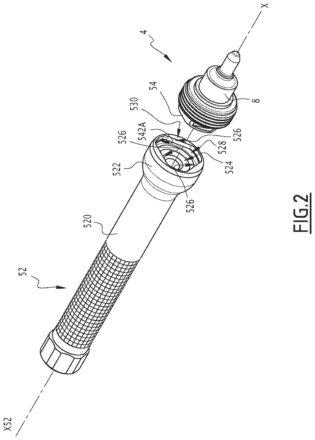 Valve, system for application of covering product including such a valve and dedicated mounting and dismounting tool