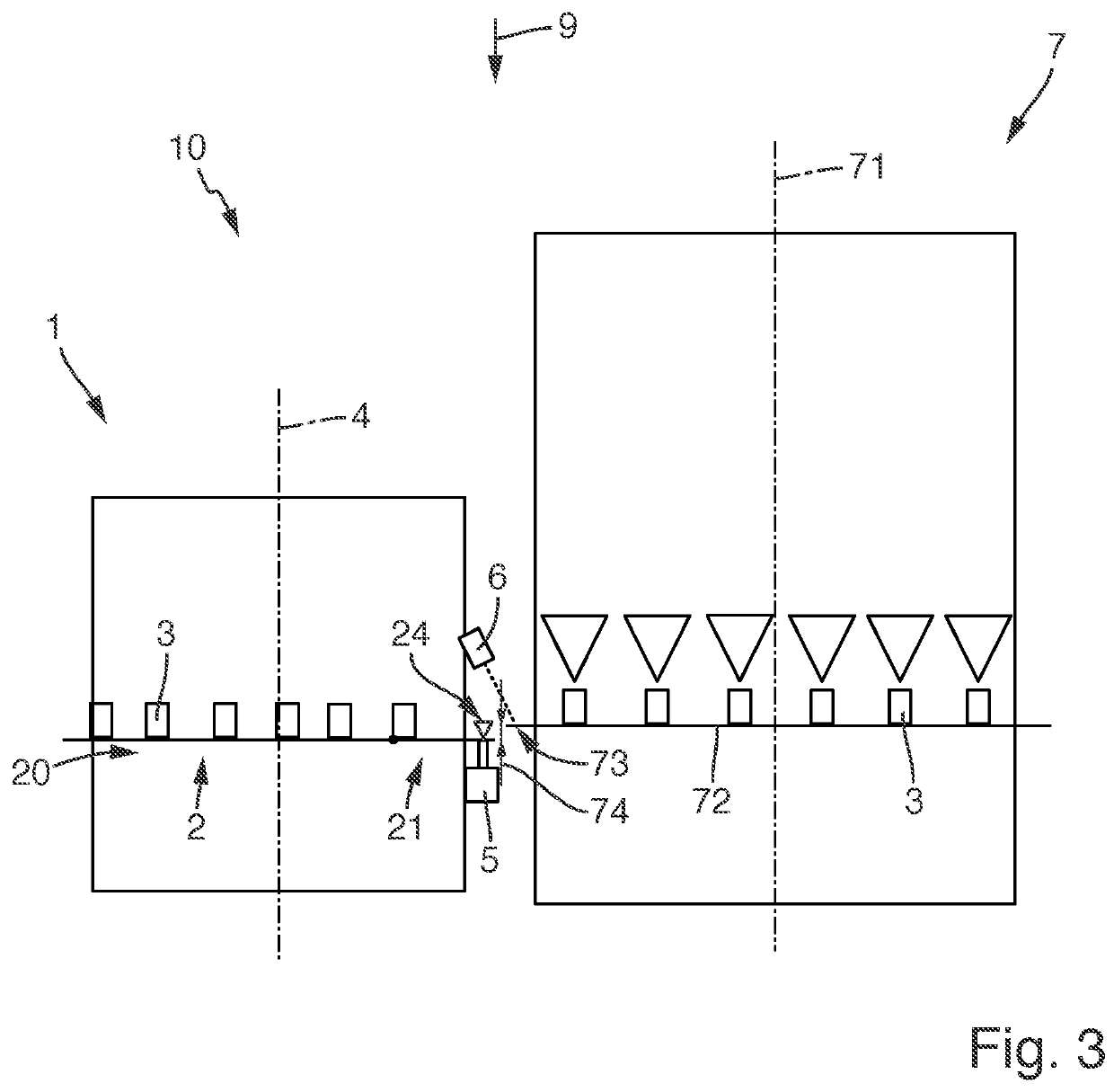 Device for supplying containers to a container handling device and filling system