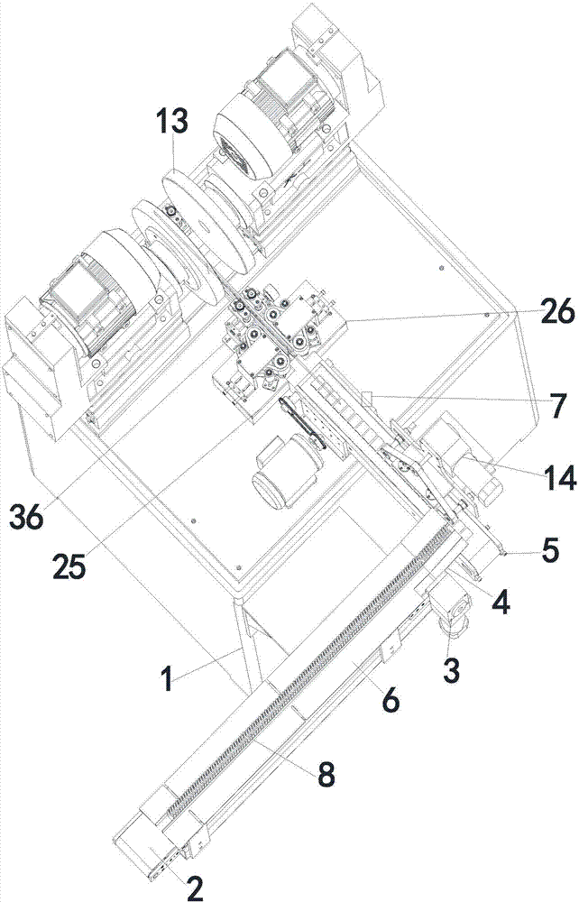 Width grinding system capable of realizing automatic feeding and achieving method thereof