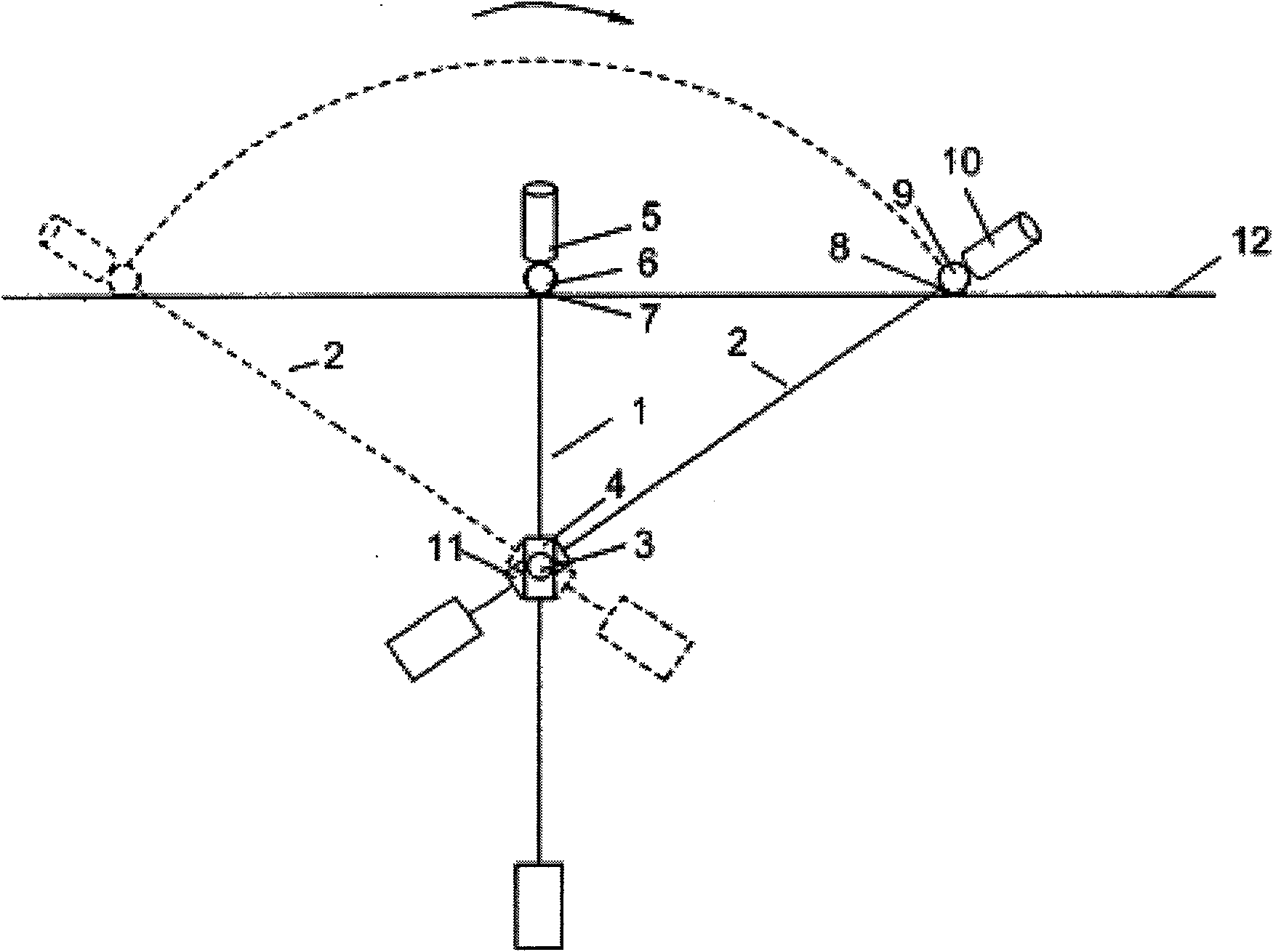 Overhead cable climbing robot walking and obstacle spanning mechanism