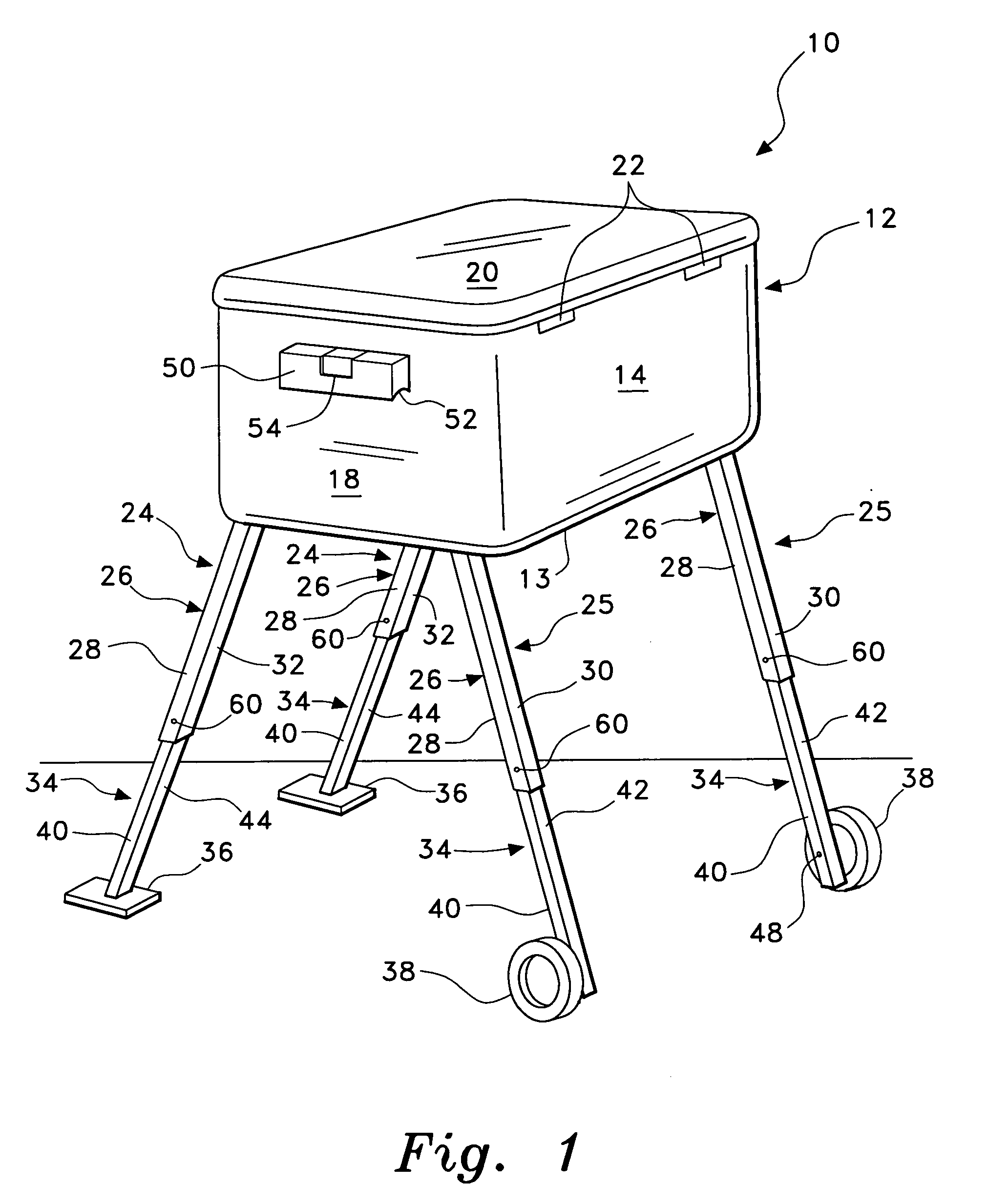 Ice chest and cooler having retractable legs