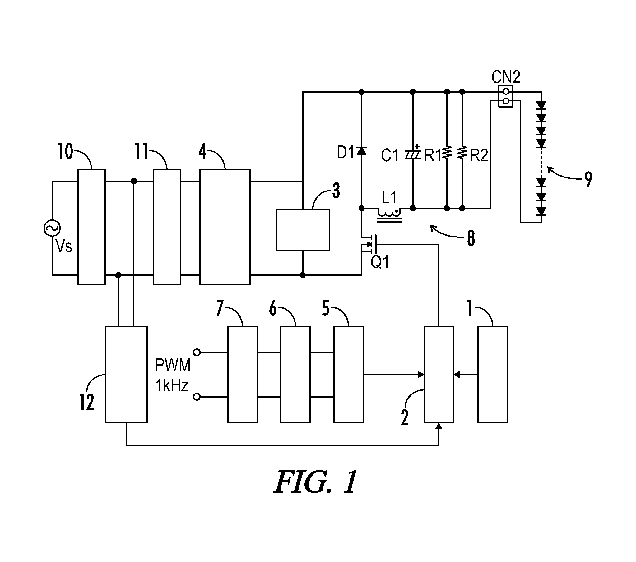 LED lighting device with output impedance control