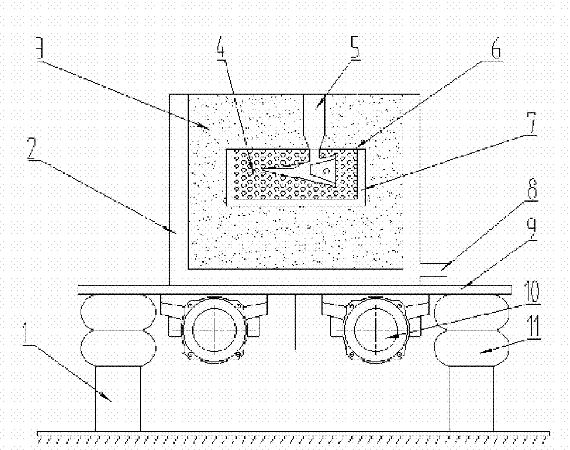 Lost wax shell-based negative pressure dry sand and iron shot chilling vibrational casting process method