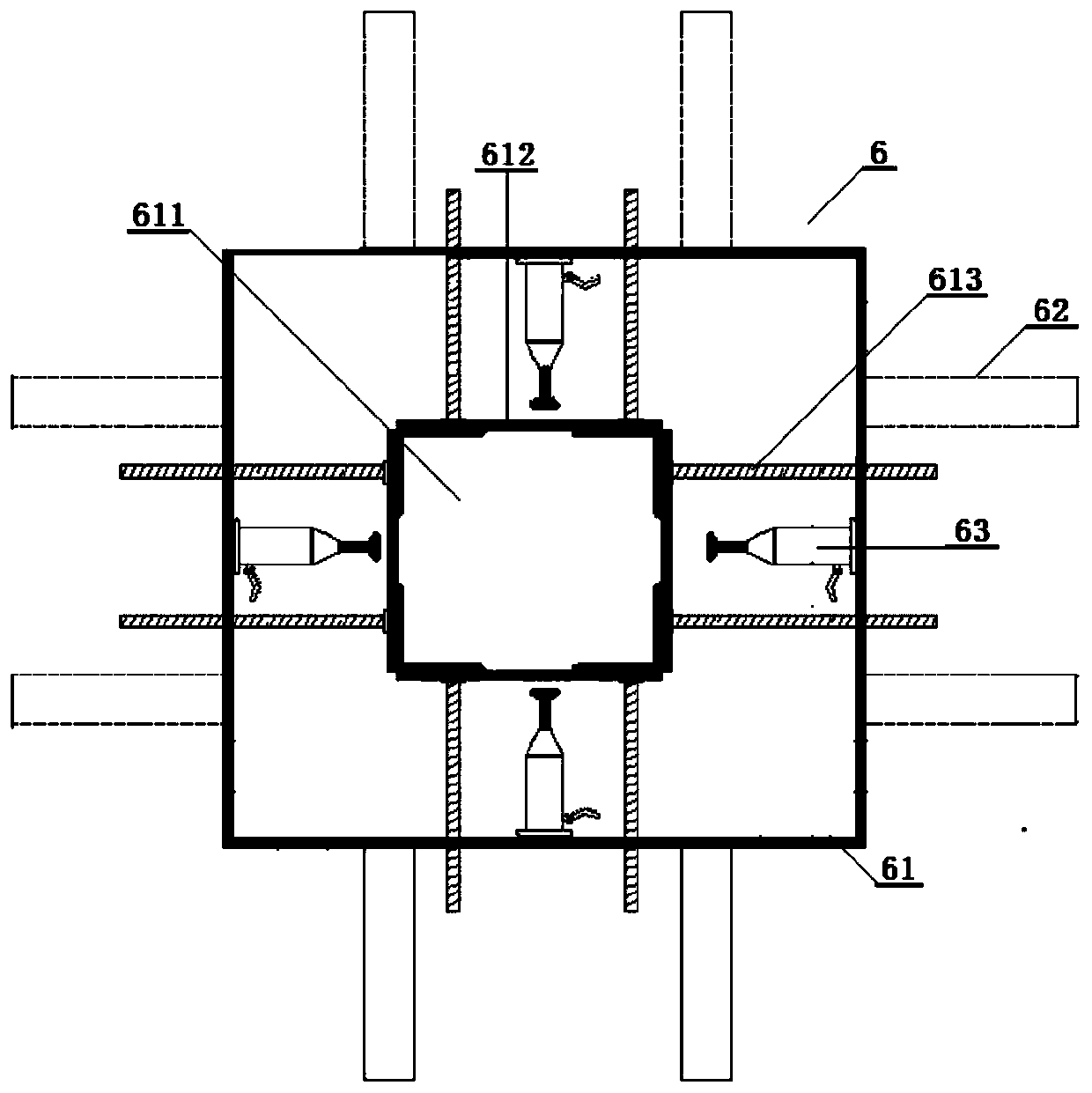 Positioning and verticality adjusting device for rectangular latticed column of foundation pit by reverse construction method