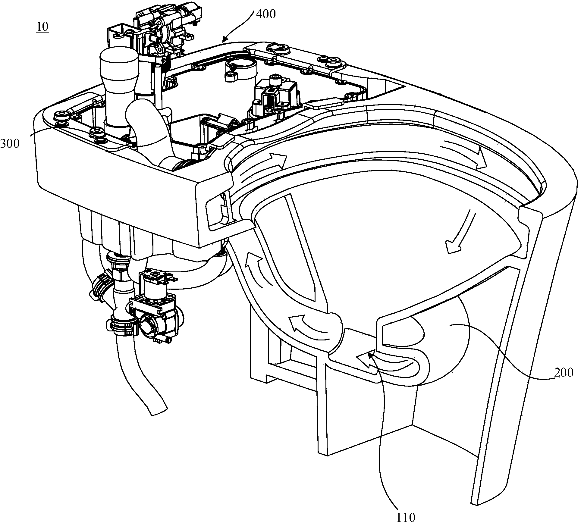 Toilet bowl and flushing system thereof