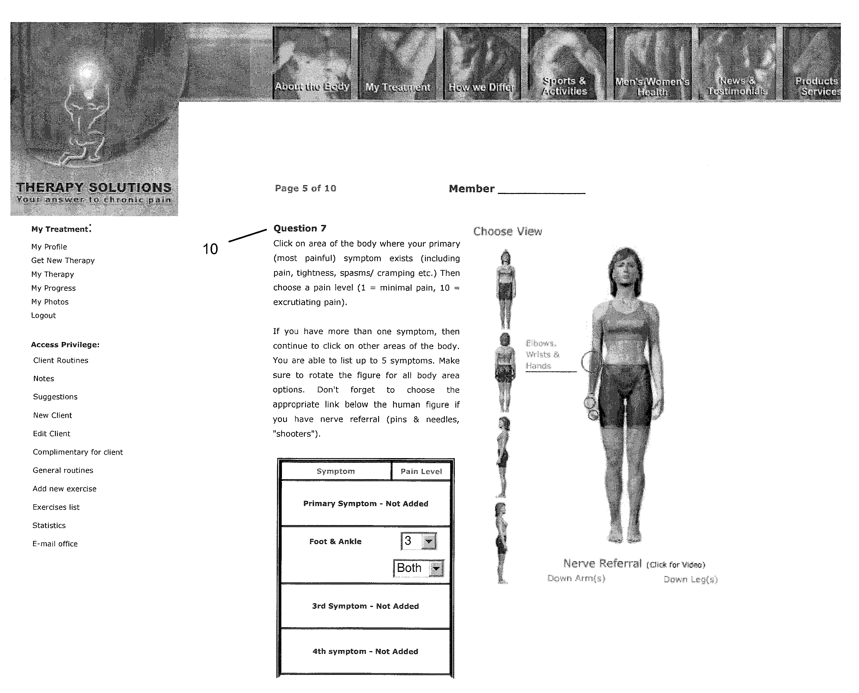 Method for automated delivery of personalized physical therapy sessions to treat pain