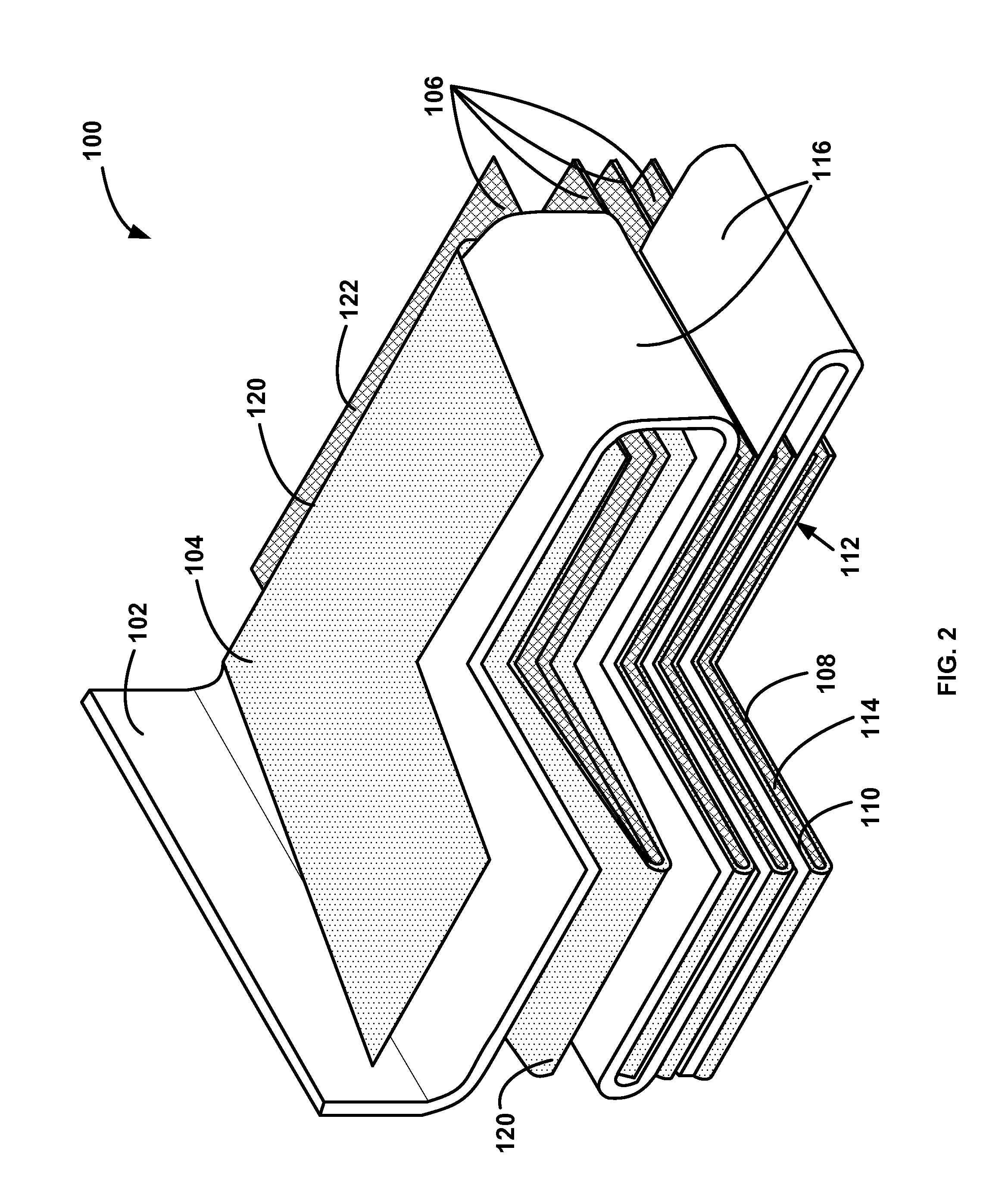 Electrochemical cell having a folded electrode and separator, battery including the same, and method of forming same