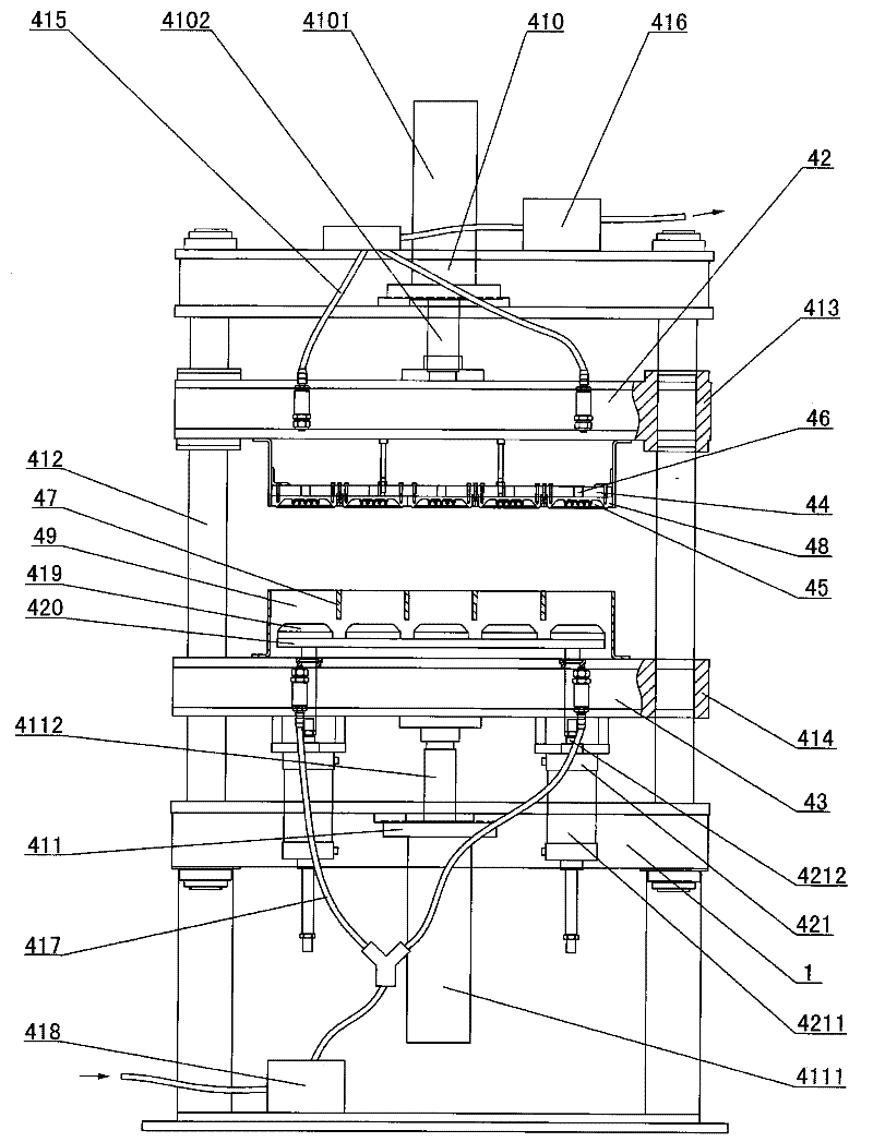 All-in-one machine for vacuum forming, molding and punching