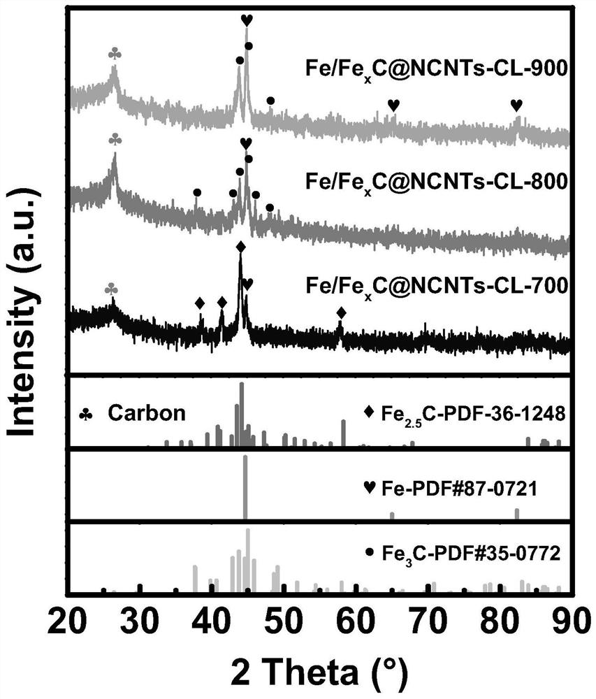 Preparation method and application of loofah sponge biomorphic supported nitrogen-doped carbon nanotube coated iron nanoparticle Fenton-like catalyst