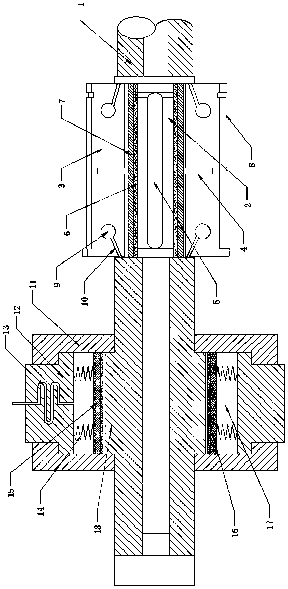 Deceleration buffer magnetic shield rotating shaft