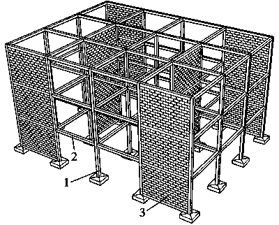 Steel frame-reinforced masonry shear wall composite structure and construction method thereof