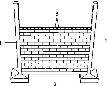 Steel frame-reinforced masonry shear wall composite structure and construction method thereof