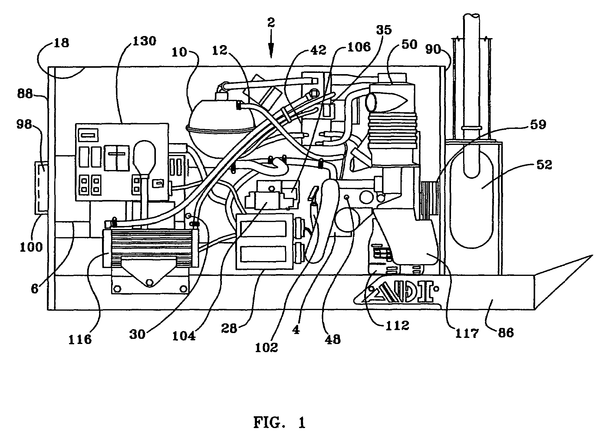 Low NOX emission single side access gas engine driven electrical generating system