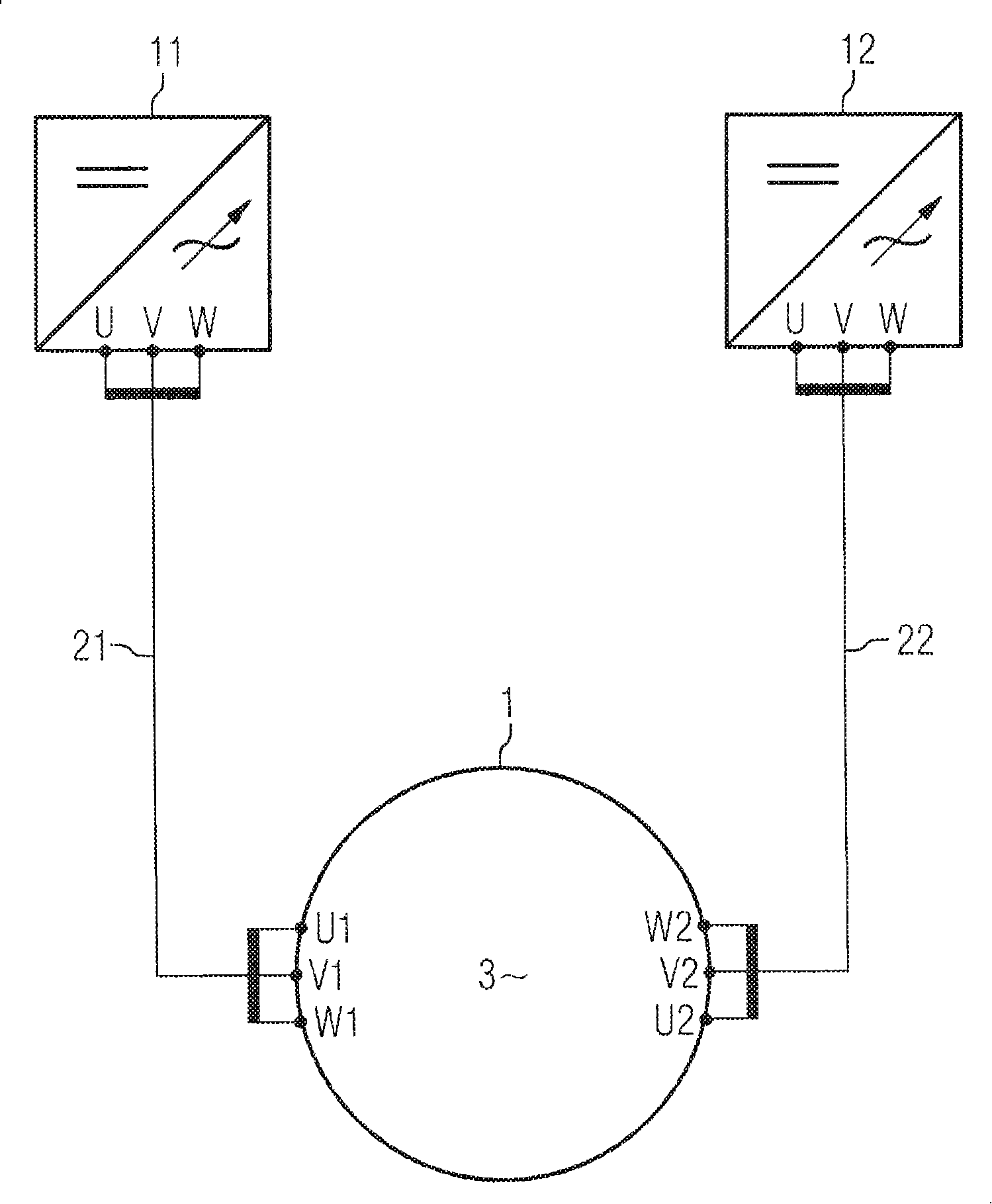 Electrical machine, in particular synchronous motor, with redundant stator windings