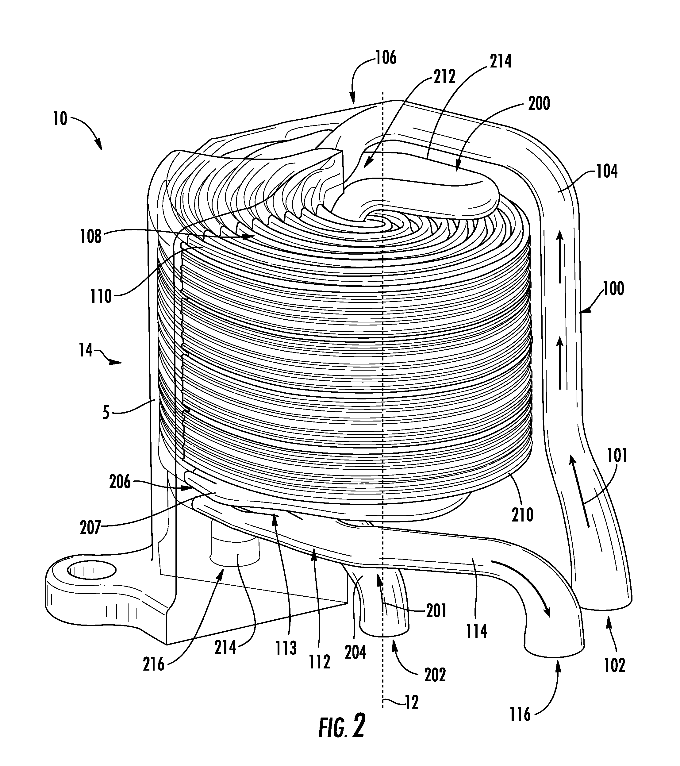 Counter-flow heat exchanger with helical passages