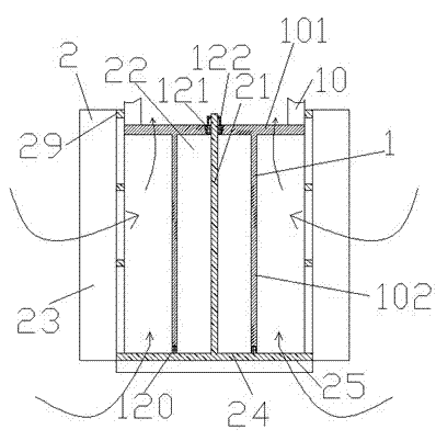 Liquid supply device with buffer limited pipeline section and liquid storage tank