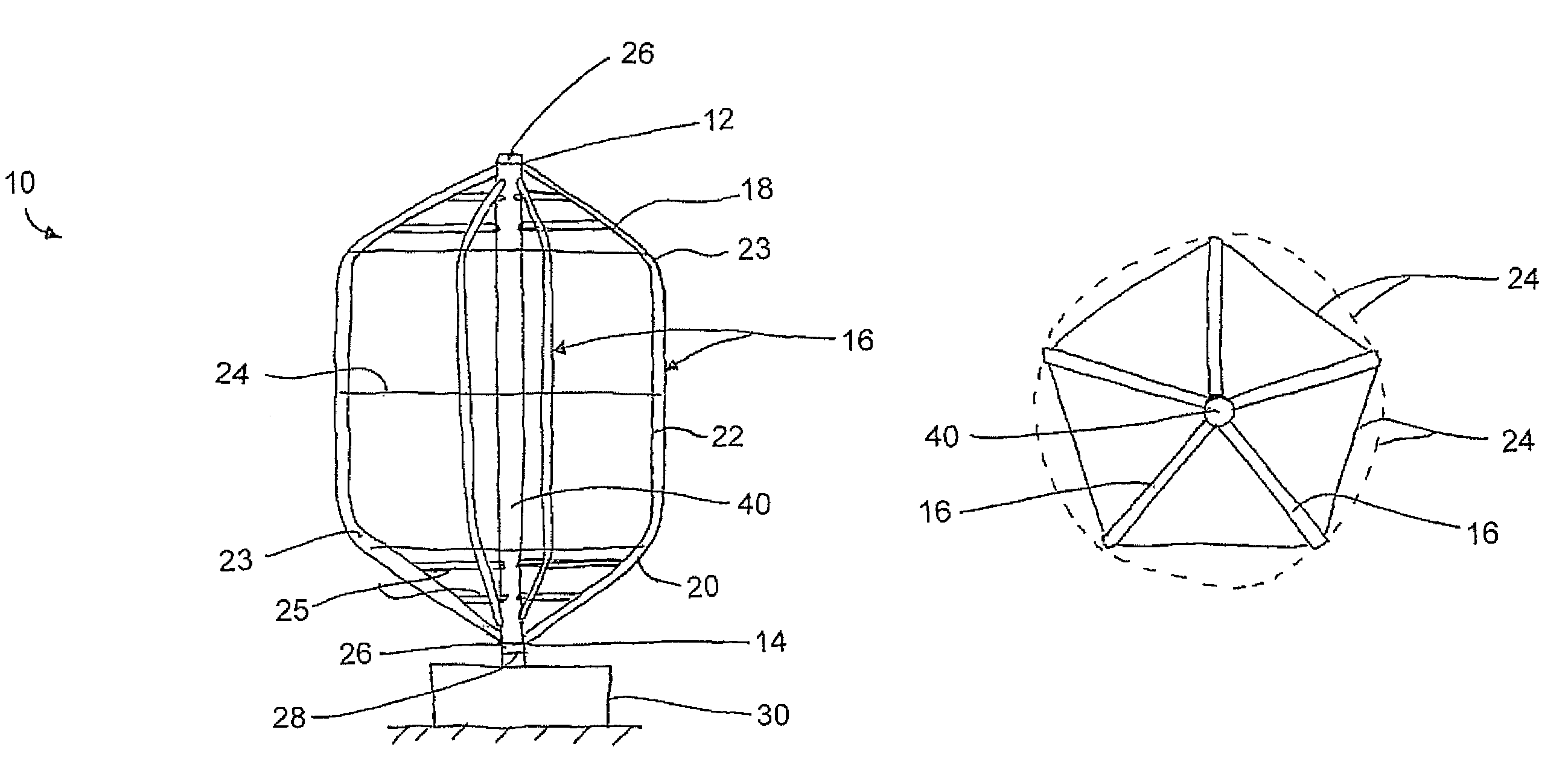 Modified darrieus vertical axis turbine