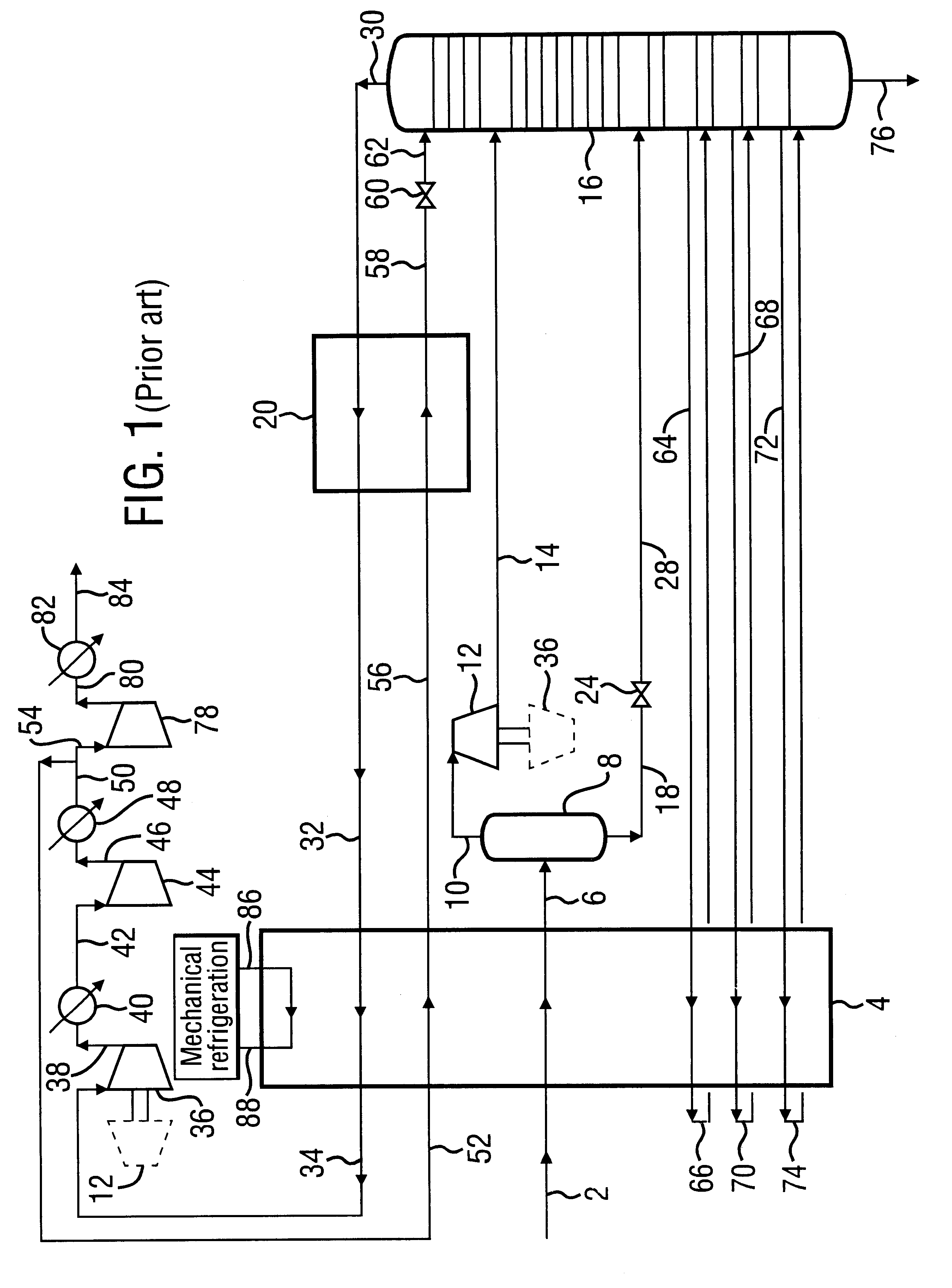 Hydrocarbon separation process and apparatus