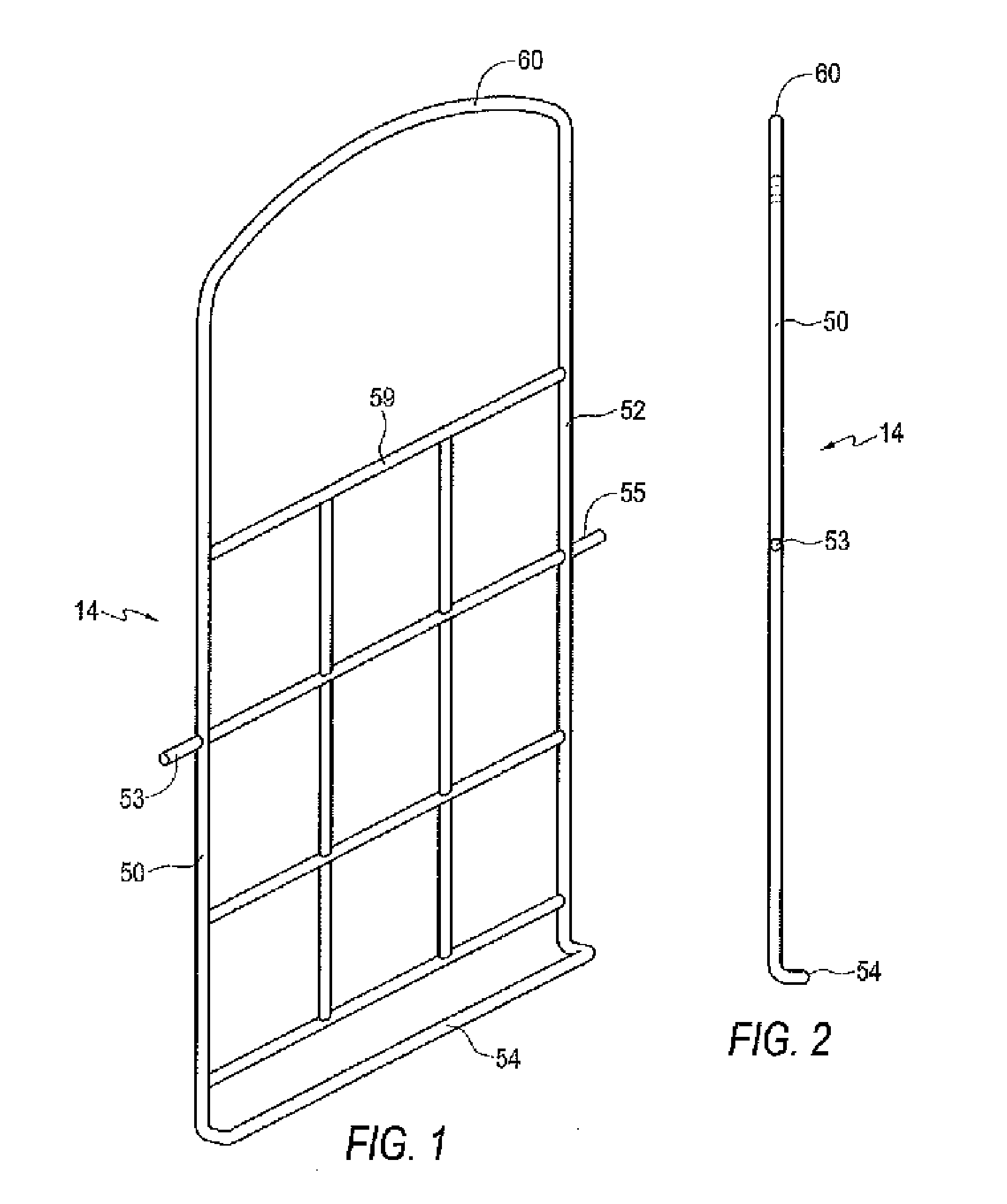 Shopping cart with displaceable front wall