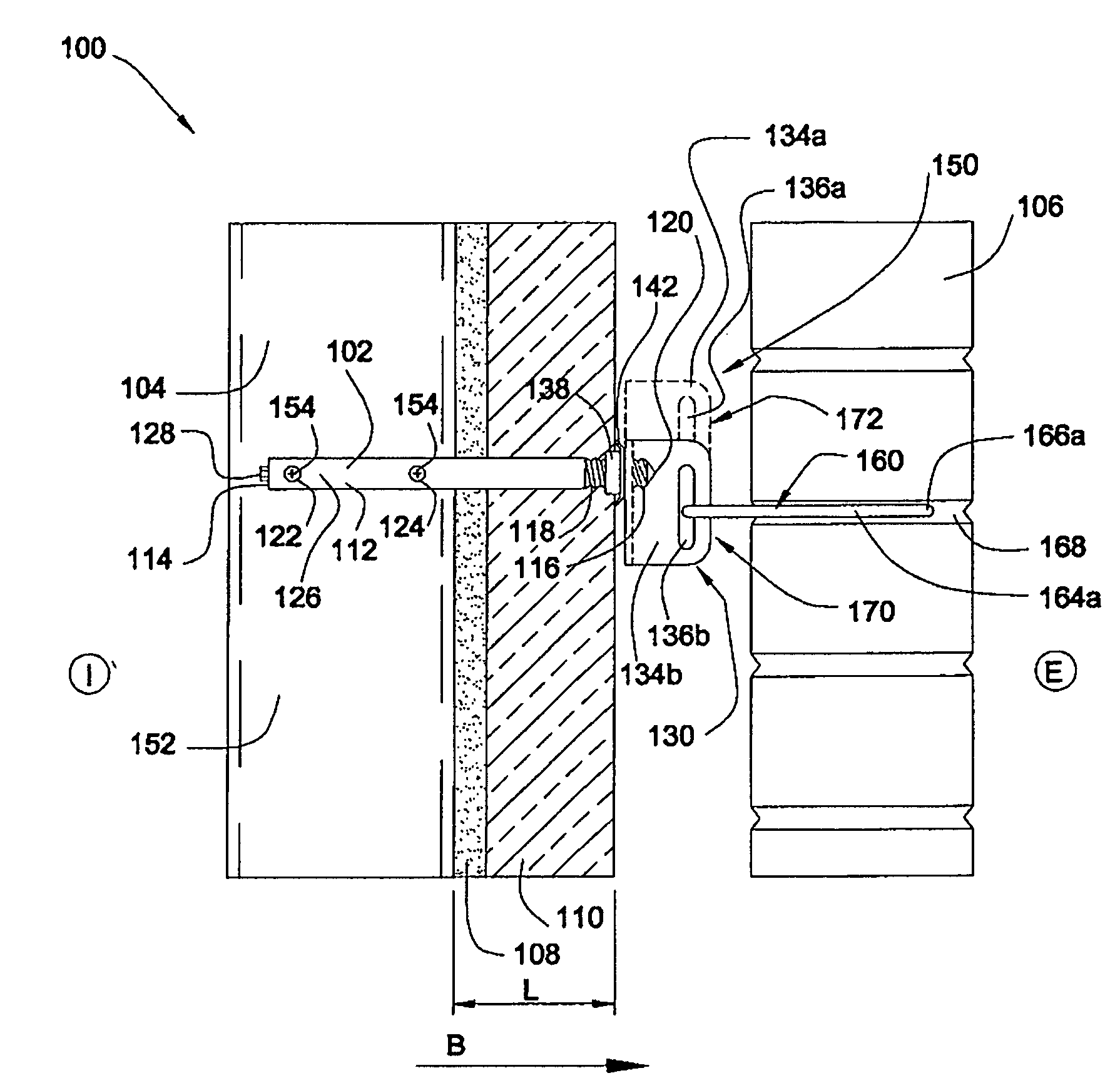 Side mounted drill bolt and threaded anchor system for veneer wall tie connection