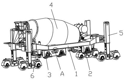 Self-deformation wheel rail type concrete construction vehicle