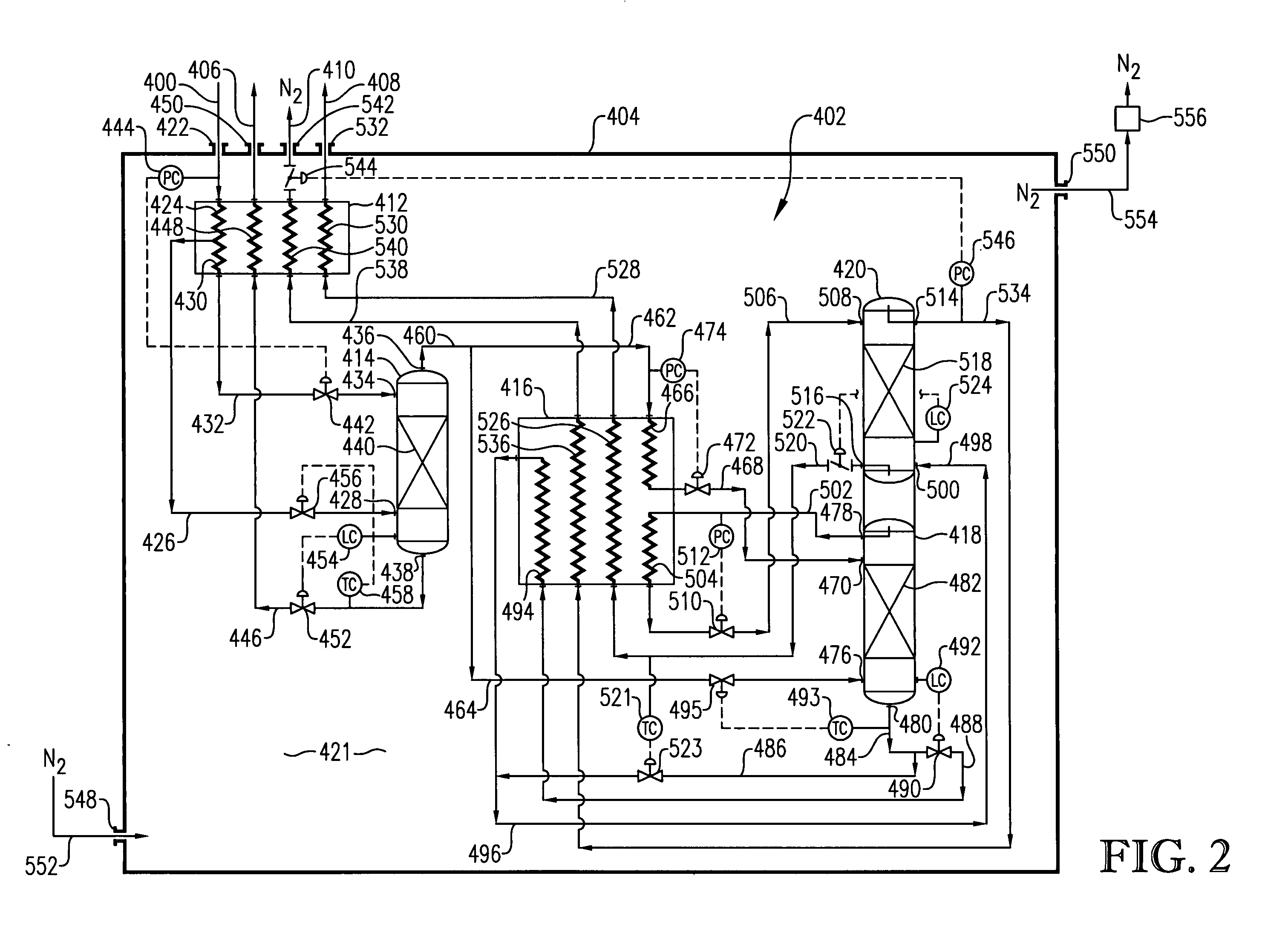 LNG system with warm nitrogen rejection