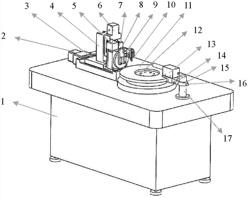 Relief angle adjustable device for automatic grinding of arc-edge diamond lathe tool