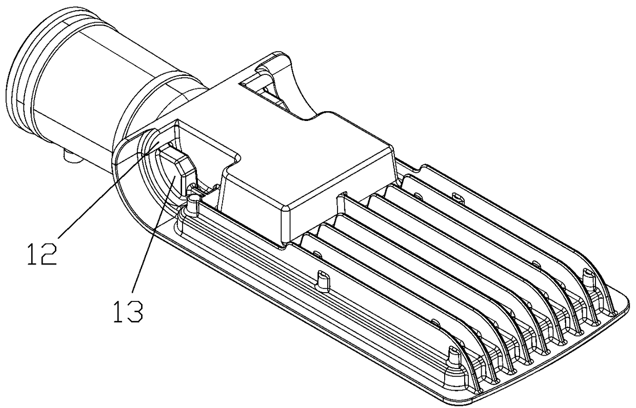 Connecting structure of streetlamp body and support