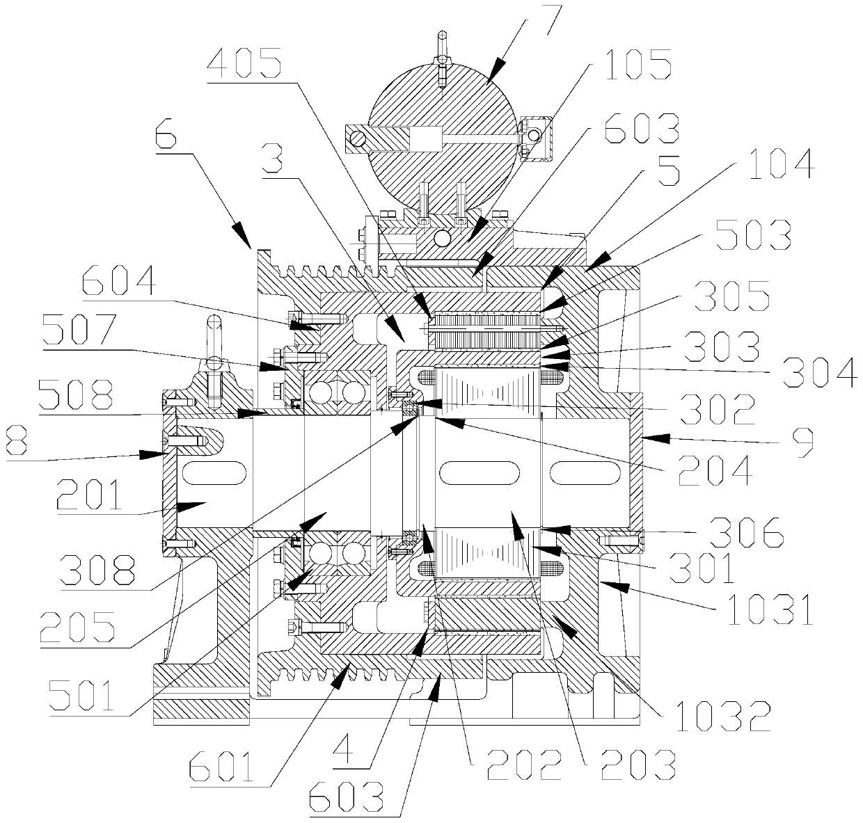 Magnetic gear speed-regulating permanent-magnet synchronous traction machine