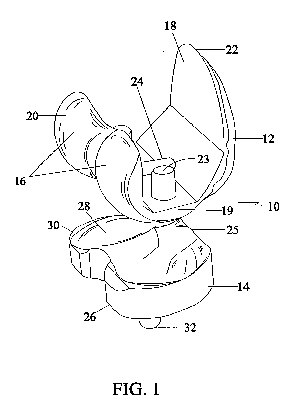 Knee joint with a ramp