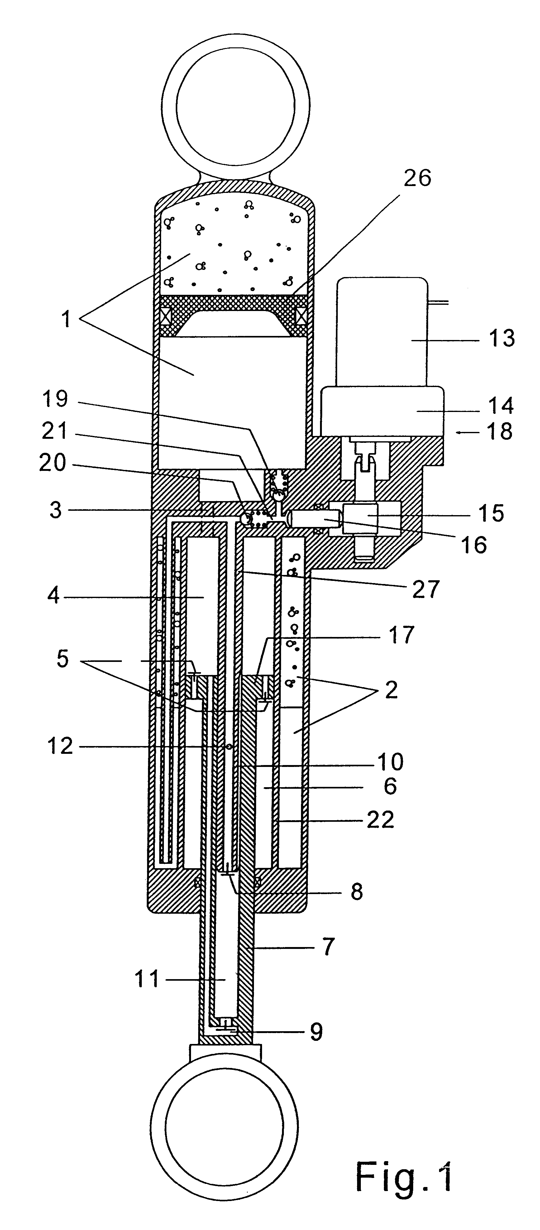 Self-pumping hydropneumatic spring strut with internal leveling